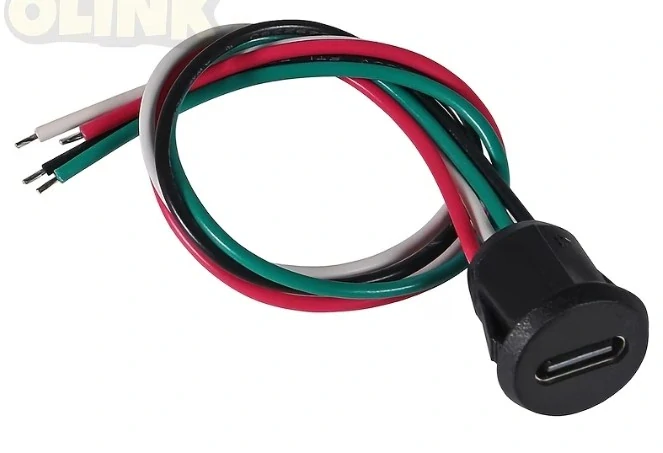 USB-C zásuvka 4 pinová kulatá do otvoru