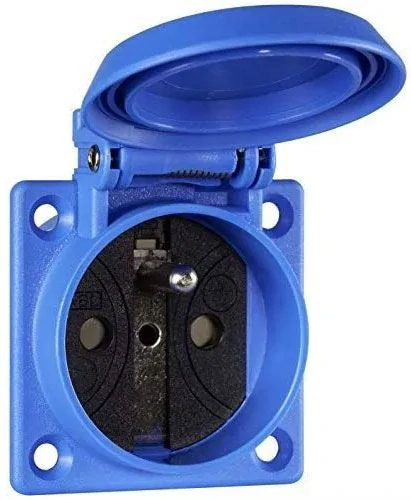 Zásuvka EZ17 230V/16A na panel IP44 s víčkem