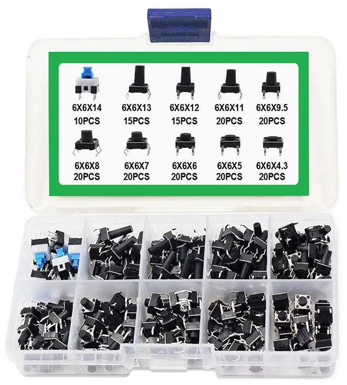 Mikrospínače 6x6mm, sada 180ks