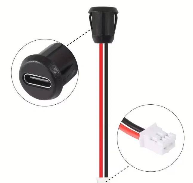 USB-C zásuvka 2 pinová JST, kulatá