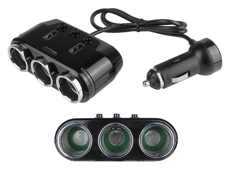 Rozbočovač do autozásuvky zapalovače 12-24V USB 3.1A s voltmetrem