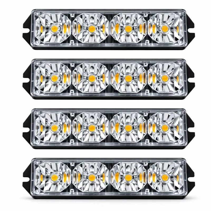 LED výstražné oranžové stroboskopy, sada 4 ks