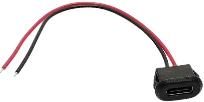USB-C zdířka na panel s kabelem 10cm, pouze pro napájení