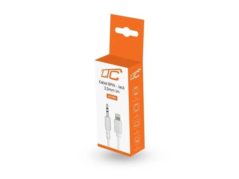 8pinový kabel Mini Jack 3,5 mm, 1 m, plochý, bílý