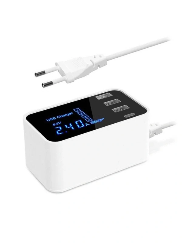 Nabíječka YC-CDA30, 4x USB 5V/max 2,4A s displejem