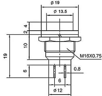 Tlačítko PBS-26B, OFF-(ON) 1pol.250V/1A černé