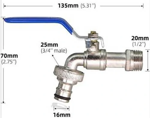 Ventil - kohout na vodu 1/2" s koncovkou pro rychlospojku