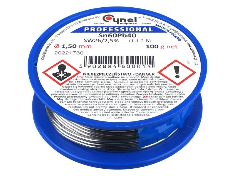 Pájka trubičková-cín Cynel LC60 20g/2,0mm SN 60%/Pb 40% - volně baleno