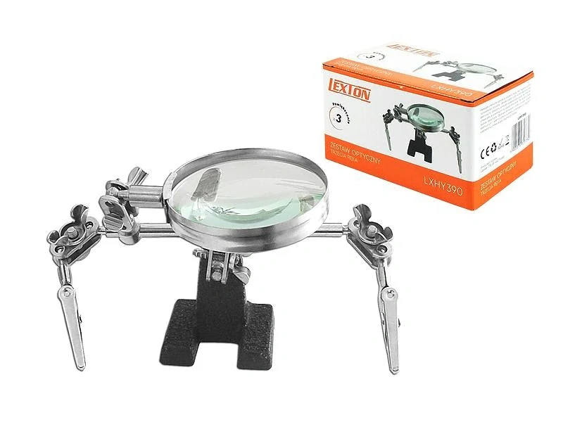 Držáček s lupou - třetí ruka, lupa 60mm, zvětšení 5x