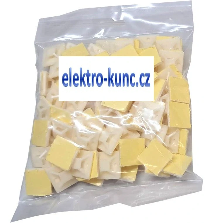 Držák stahovací pásky plochý 25x25mm bílý balení 10 ks
