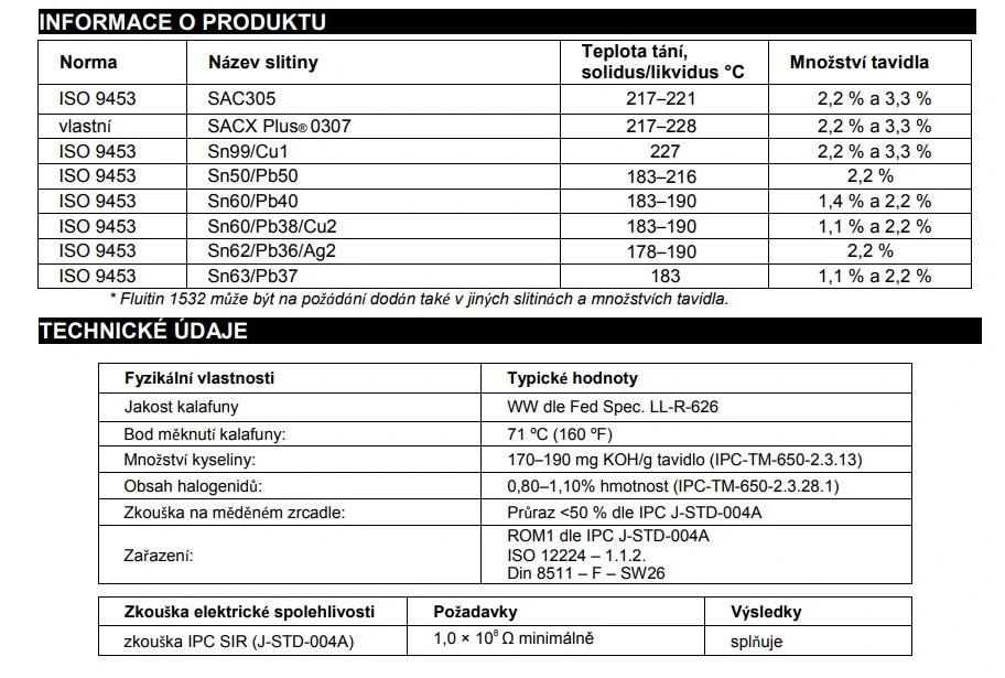 Pájka FLUITIN 1532 2,0mm 20g 60%Sn 38%Pb 2%Cu VOLNĚ VAKUOVĚ BALENO 0,84m