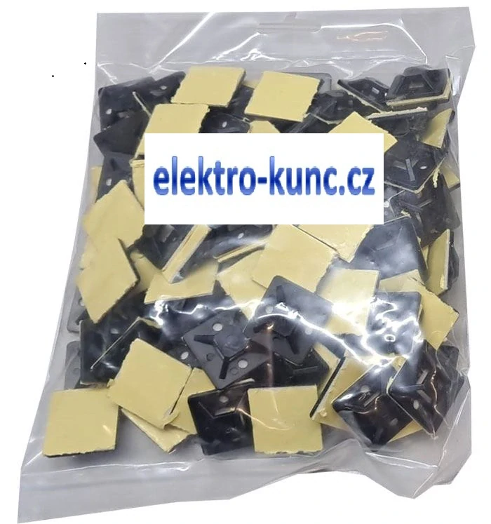 Držák stahovací pásky plochý 25x25mm černý balení 10 ks