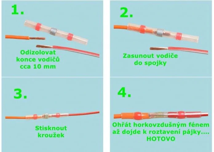 Sada 20 ks kabelových spojek s cínem a bužírkou, vnitřní průměr 2,5mm