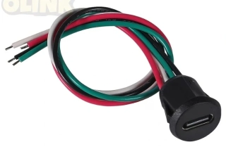USB-C zásuvka 4 pinová kulatá do otvoru