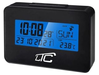 Hodiny budík LTC s teploměrem, datum,podsvícení řízený rádiem
