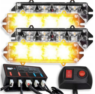 LED výstražné oranžové stroboskopy, sada 4 ks