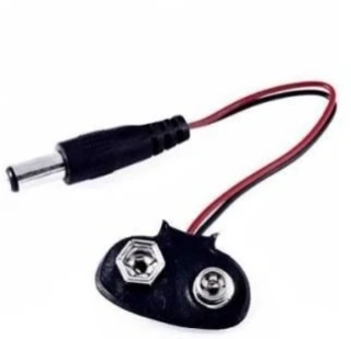 Kontakty na 9V baterii - klips, T typ s napájecím konektorem 5,5x2,1mm
