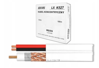 Koaxiální kabel RG59, 75 ohmů s integrovanými napájecími/řídicími jádry