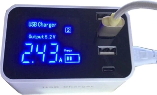 Nabíječka YC-CDA30, 4x USB 5V/max 2,4A s displejem