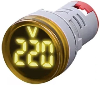 Voltmetr panelový AD16-22DSV, MP 60-500VAC, žlutý, větší segmenty