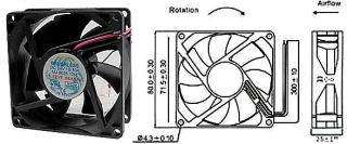 Ventilátor 80x80x25mm 24V/0,13A 3000 ot/min