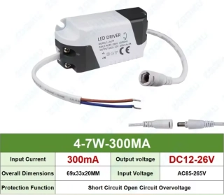 Zdroj-LED driver 4-7W, 230V/12-26V/300mA